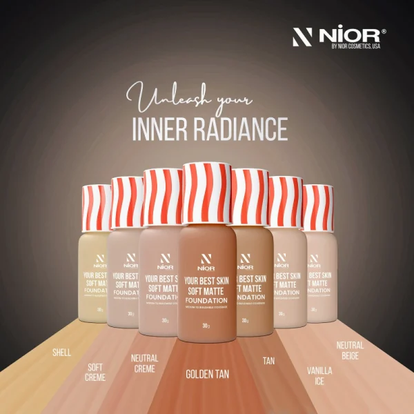 Nior Your Best Skin Soft Matte Foundation – Vanilla Ice (Fair) 30ml - Image 2